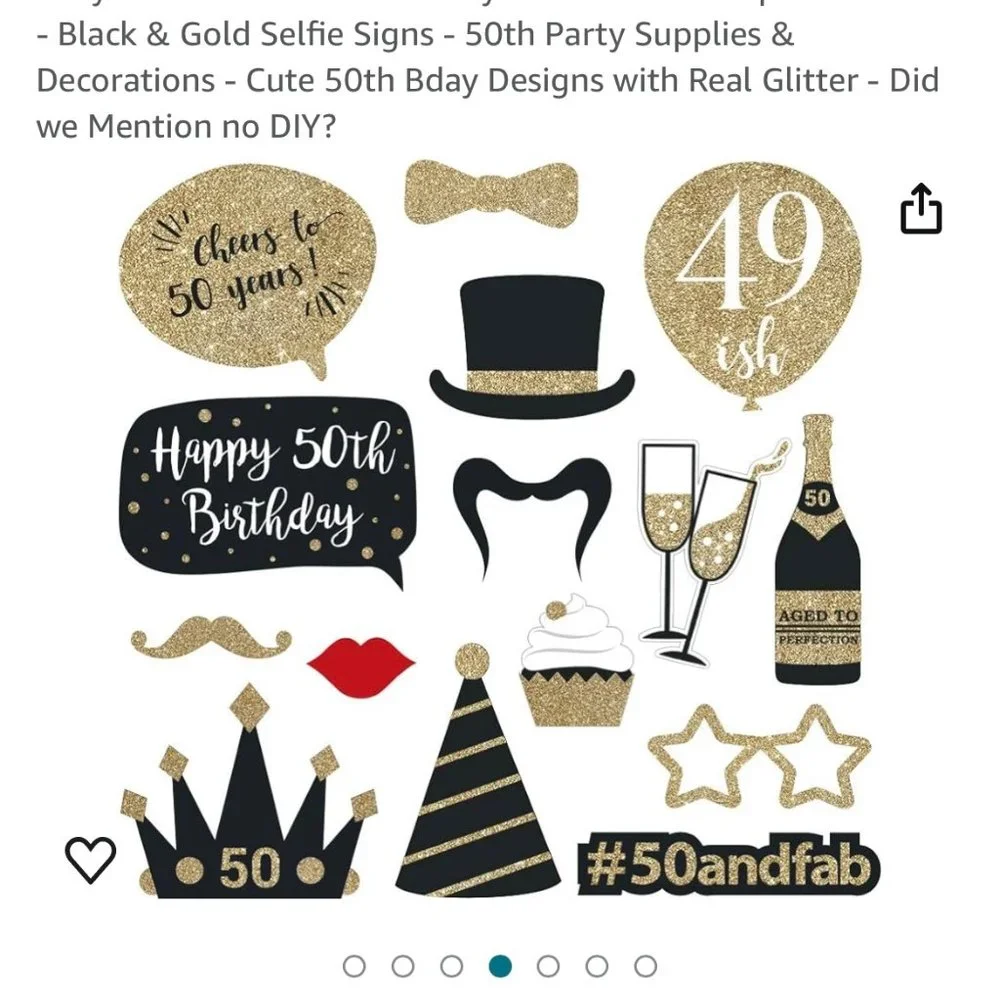 50th Birthday Photo Booth Props/wall decor - Set of 30